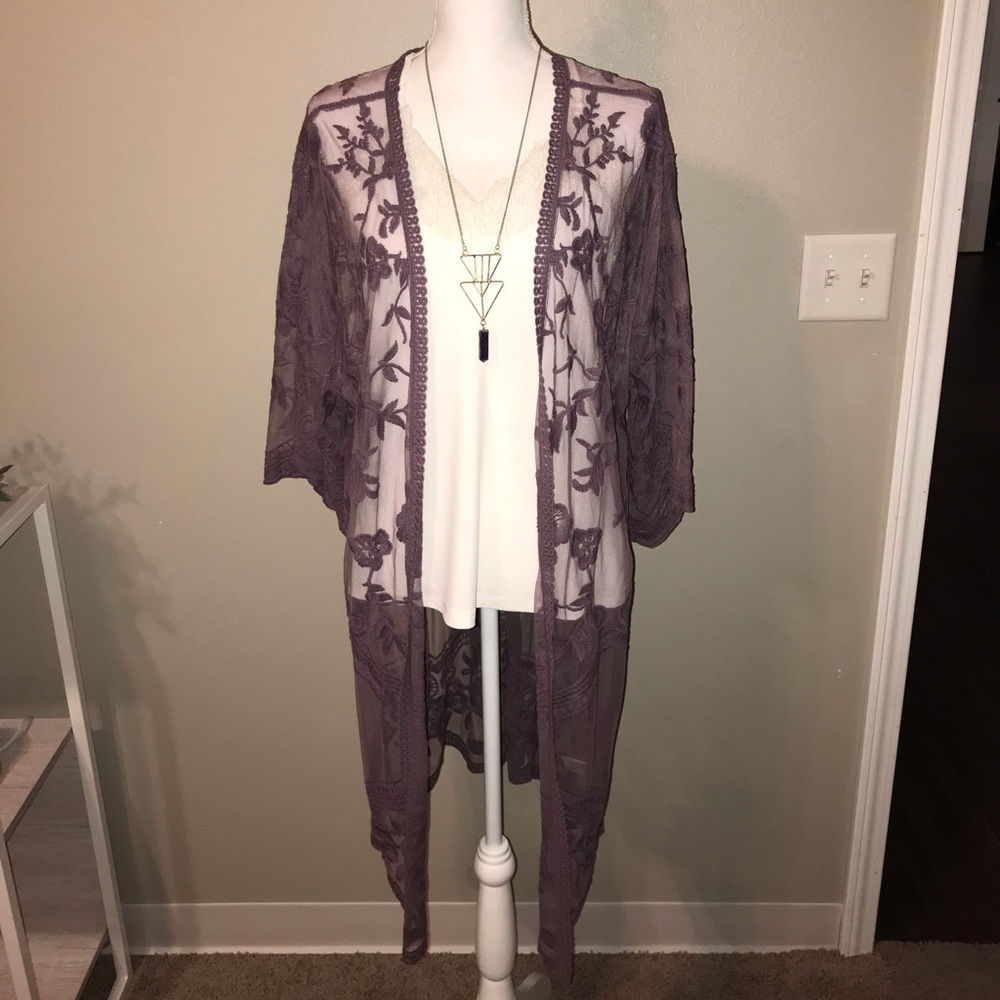 Purple lace kimono—She + Sky size S/M